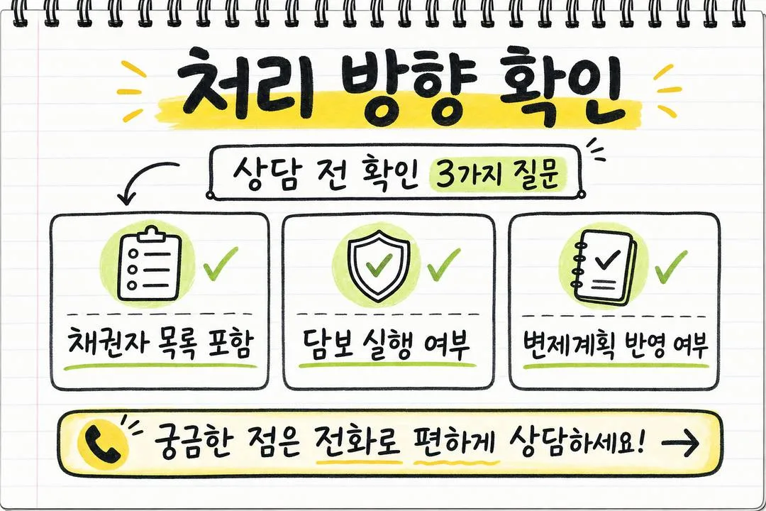 처리 방향 확인